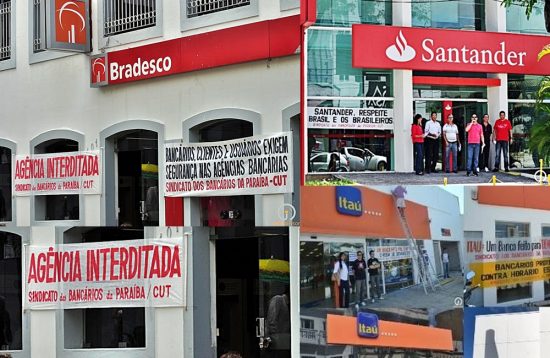 Sindicato dos Bancários realiza protesto nesta segunda contra abertura das agências do Santander, Itaú e Bradesco