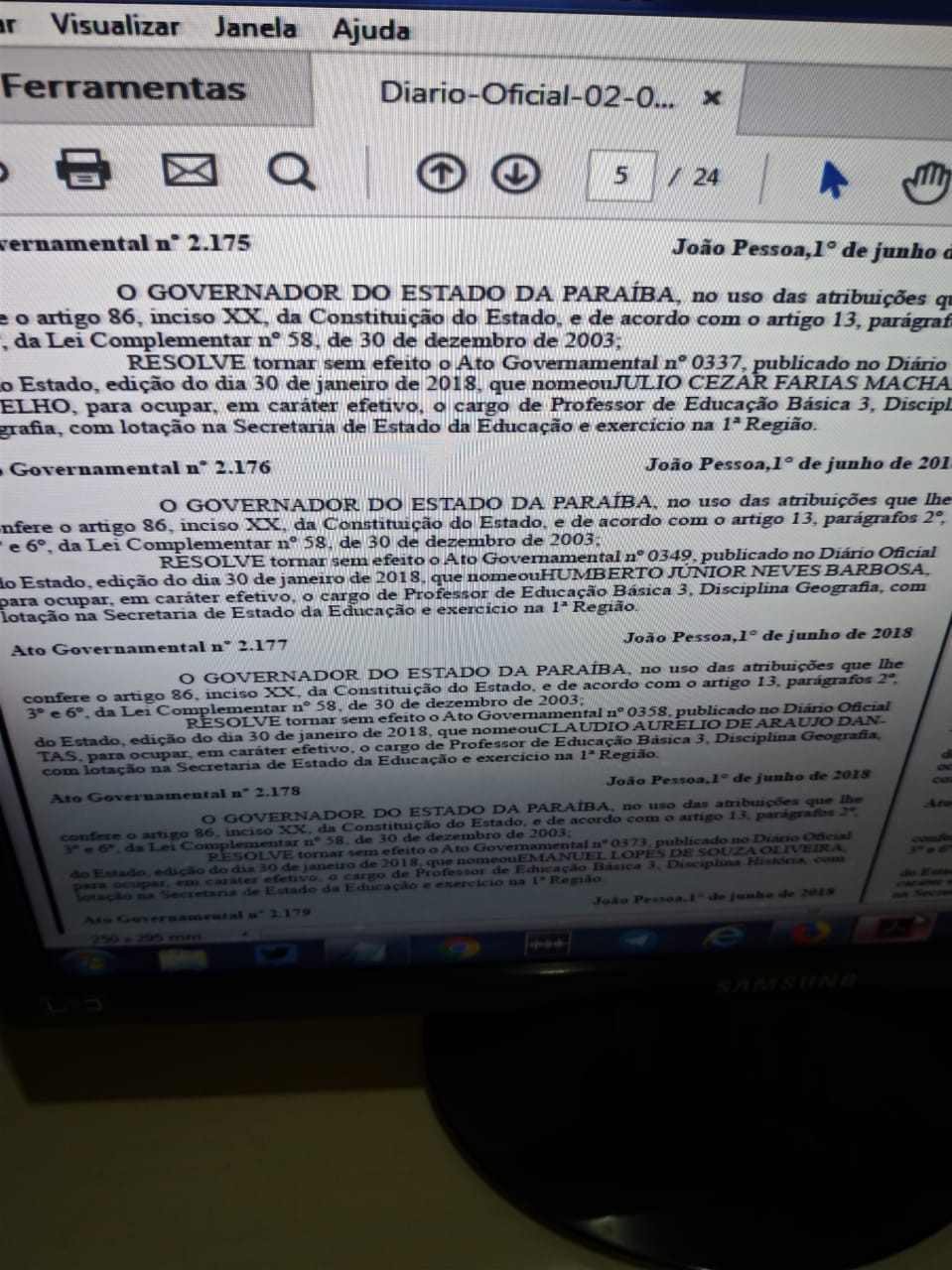 Governo do Estado exonera professores aprovados em concurso de 2017; atos estão no DO de sábado