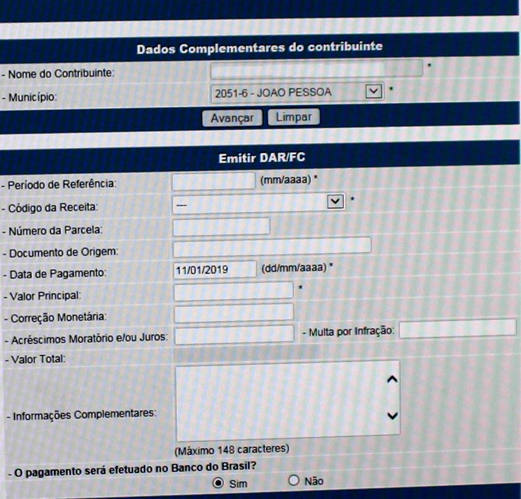 Receita da Paraíba informa que pagamento do ICMS poderá ser realizado por Ficha de Compensação qualquer banco