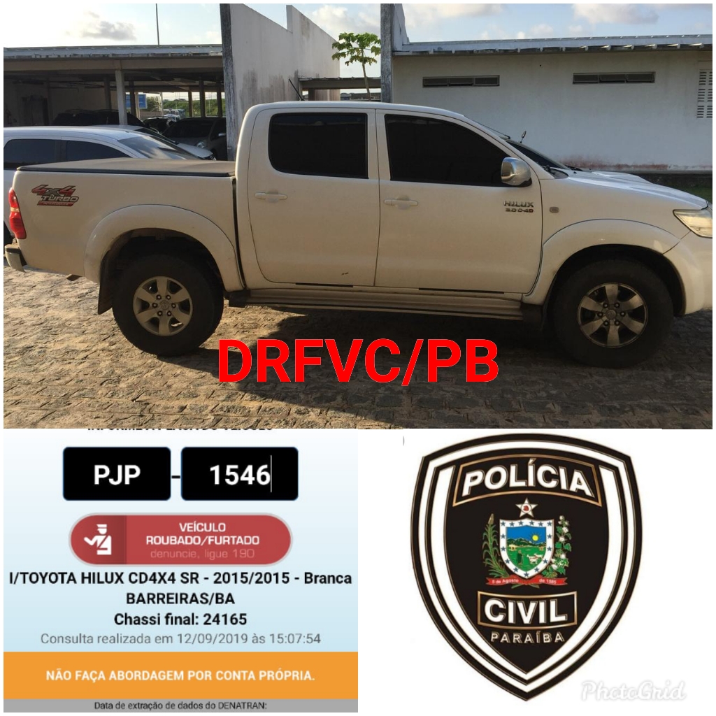 Polícia Civil recupera veículo roubado na Bahia que circulava com placas frias em João Pessoa