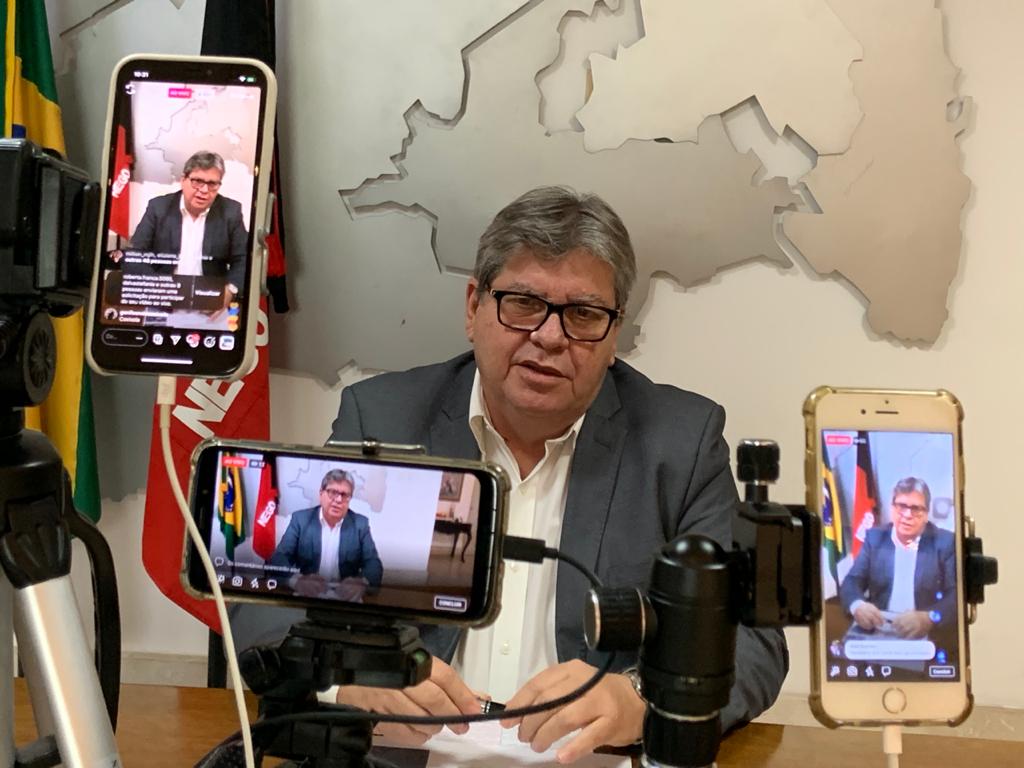 PANDEMIA: Governador João anuncia prorrogação da suspensão do corte no fornecimento de água por atraso de pagamento e outras medidas econômicas e sociais