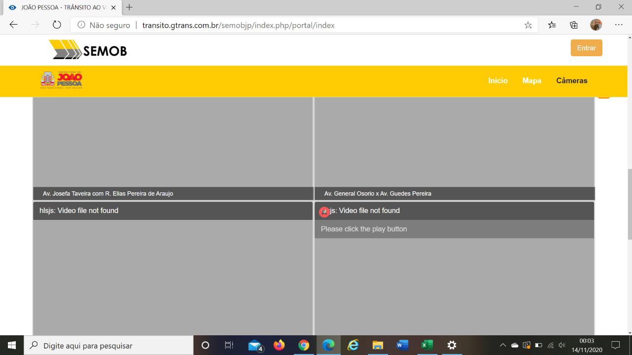 APAGÃO: Internautas denunciam que câmeras da Semob deixam de funcionar na véspera das eleições em João Pessoa