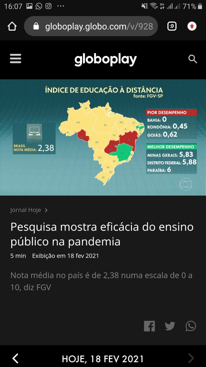 Em tempo de pandemia e de ensino online, Paraíba ganha destaque nacional e obtém a melhor nota do país sobre ensino remoto, segundo a FGV