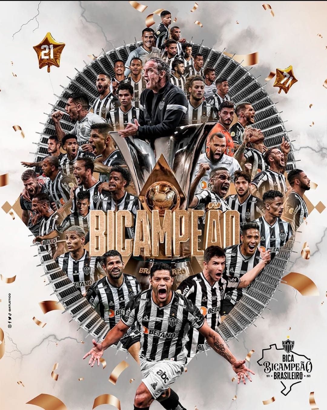 De virada, em jogo histórico Atlético-MG derrota o Bahia e conquista por antecipação o título do Brasileirão depois de 50 anos