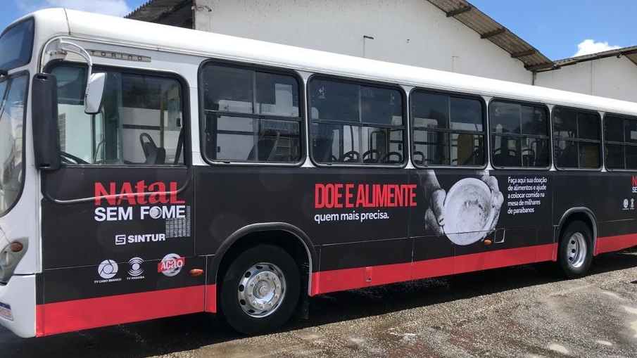 Ônibus itinerante do Sintur-JP para arrecadação do Natal Sem Fome começa a funcionar neste sábado; confira pontos