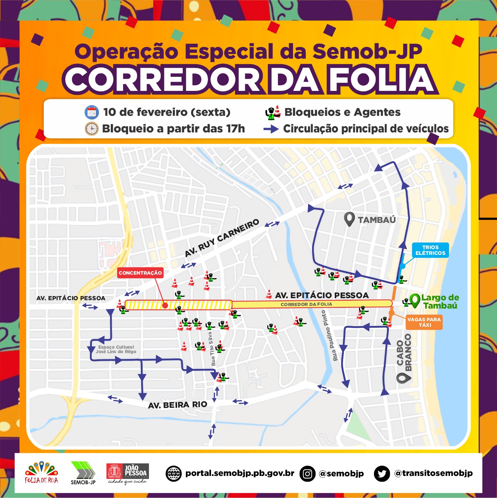 No Corredor da Folia: Prefeitura de João Pessoa elabora operação de trânsito e transporte para Blocos Vumbora, Atletas e Virgens de Tambaú