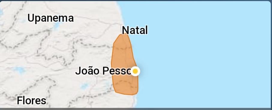Inmet emite dois alertas com previsão de fortes chuvas até às 10h desta quarta-feira em João Pessoa