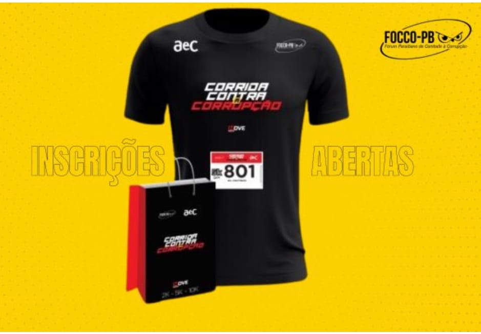 Inscrições abertas: Focco-PB realiza Corrida Contra a Corrupção no dia 9 de dezembro