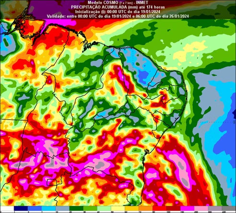 Chuvas volumosas devem atingir o Ceará e parte do Nordeste até esta sexta-feira,  alerta Inmet