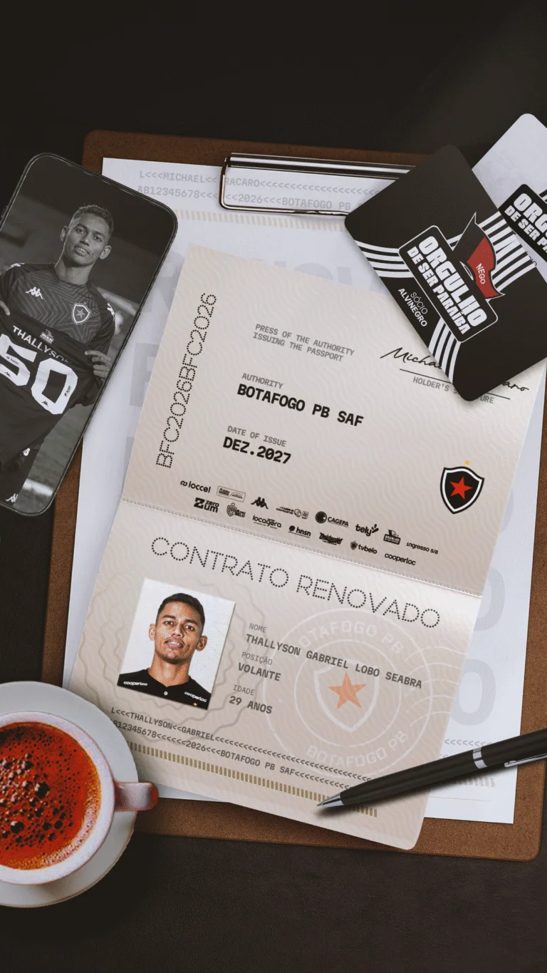 Depois do goleiro Michael Fracaro diretoria do Botafogo-PB anuncia renovação de contrato com o volante Thallyson