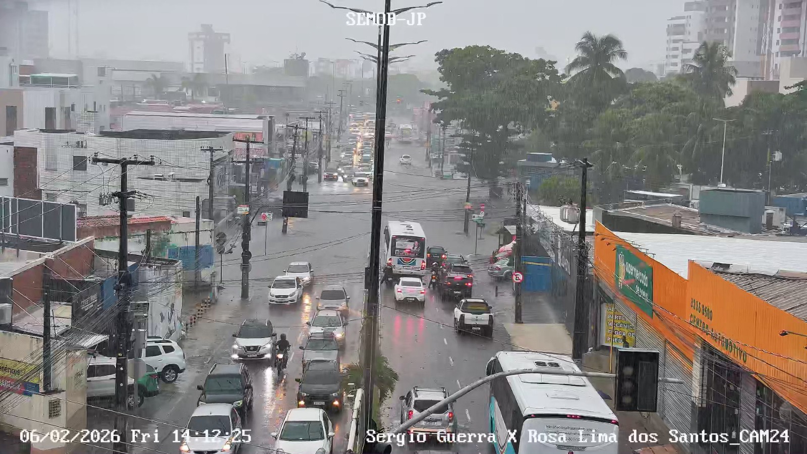 João Pessoa tem chuvas de 110,2 mm, superando a média histórica para todo o mês de fevereiro e tem alerta de chuva até domingo